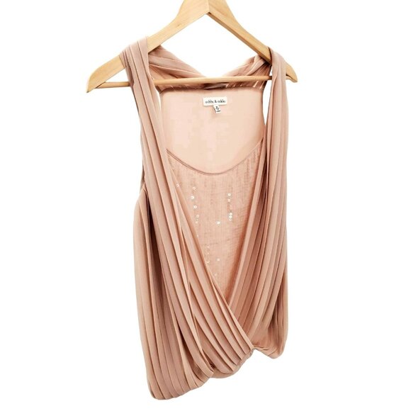 New Robbi & Nikki M Shirt Sequin Pleated Top Sleeveless Drape Blouse Sleeveless - Picture 9 of 12
